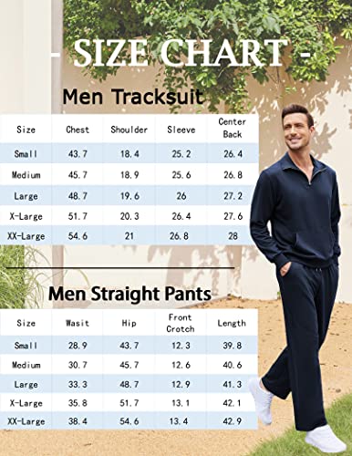 Coofandy Men 2 Piece Workout Sweat Suit Casual Long Sleeve Gym Active Tracksuit Navy Blue #TOP5
