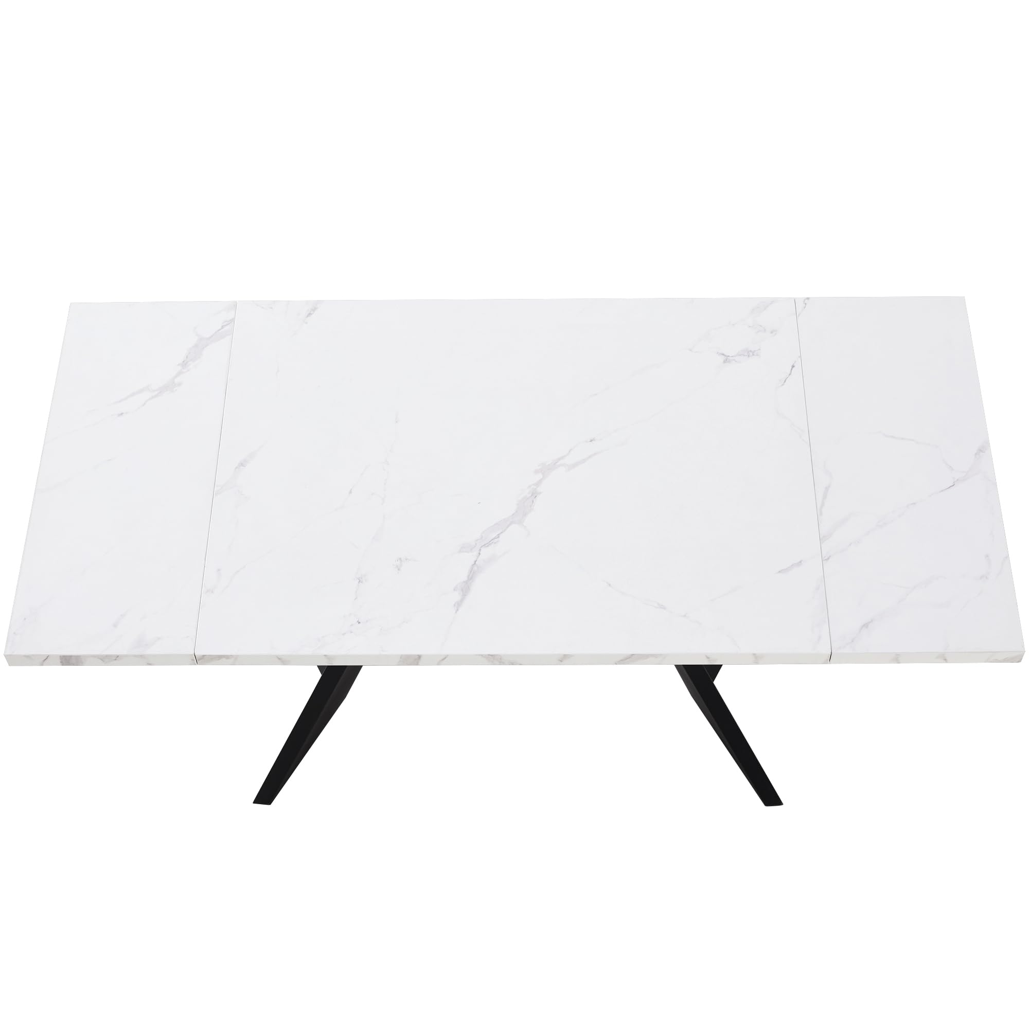 Moimhear Mesa de comedor telescópica extensible, amplia superficie de trabajo para oficina en casa y sala de estar (159 x 74 x 77 cm, mesa blanca con patas planas)