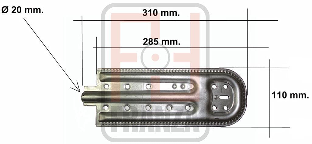Bruciatore per Forno a Gas e Barbecue BBQ in lamiera 310 mm. x 110 mm. Completo di Staffa di Fissaggio - BB050
