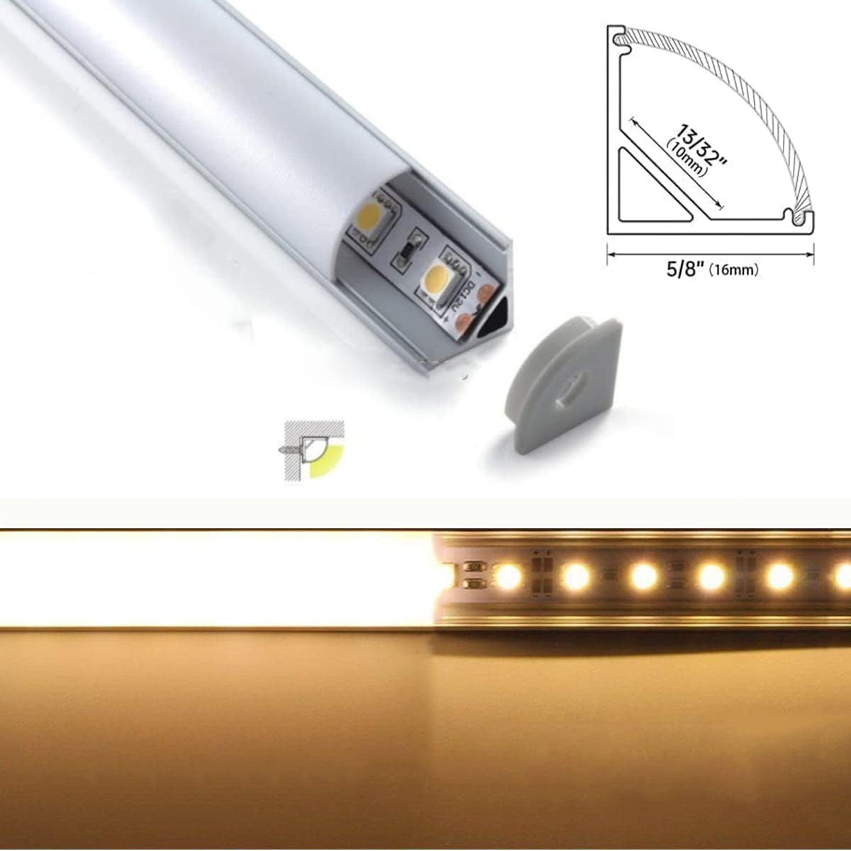 Oświetlenie podszafkowe LED z łącznikiem - 8szt 30cm V-kształtne listwy, 16W 1600Lumen Ciepła Biała 3000K do kuchni, gablot, półek