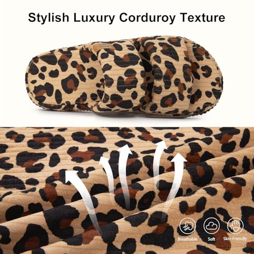 Image of LongBay Slippers for Women Memory Foam Open Toe Slide Indoor House Shoes Slip On Bedroom Comfy Gift