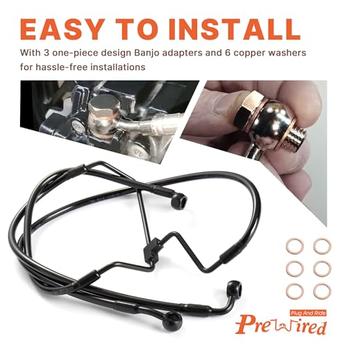 Front NO ABS Brake Line +2" Extension for Harley 12" Handlebars, Black by Prewired - Used condition - Image 6