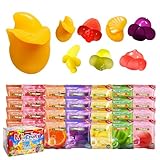 7 Friuts in 28 Packs Assorted Gummy Candy Individually Wrapped, Peelable Fruit-Shaped Gummies Candy made with Real Fruit Juice (≥30%), Chewy Peeling Candy Gummy Snacks Net 700g/24.7oz