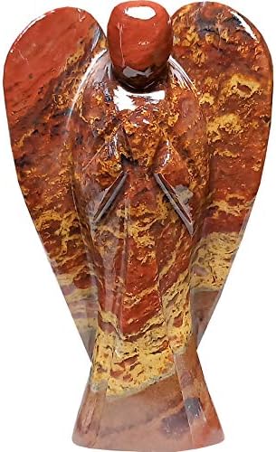 Aldomin Red Jasper Angel Figurine - Grounding Energy & Courage Stone - Metaphysical Decor & Earth Connection (3" Inches)
