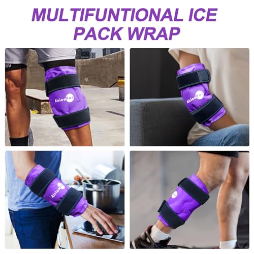 Image of AiricePac Ice Pack for Knee Pain Relief, Reusable Gel Ice Wrap for Injuries, Swelling, Knee Replacement Surgery, Cold Compress Therapy for Arthritis, Meniscus Tear and ACL, Purple
