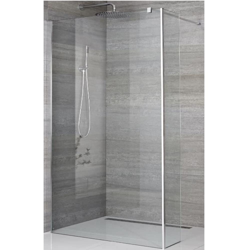Milano Portland Chrome Shower Enclosure Return Panel 1200Mm Linear Drain - 700Mm