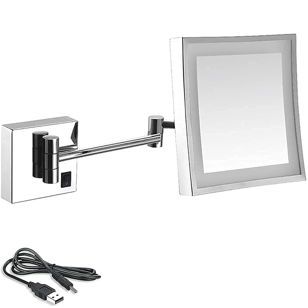 Miroir de courtoisie pivotant à 180 ° miroir cosmétique mural LED haut de gamme