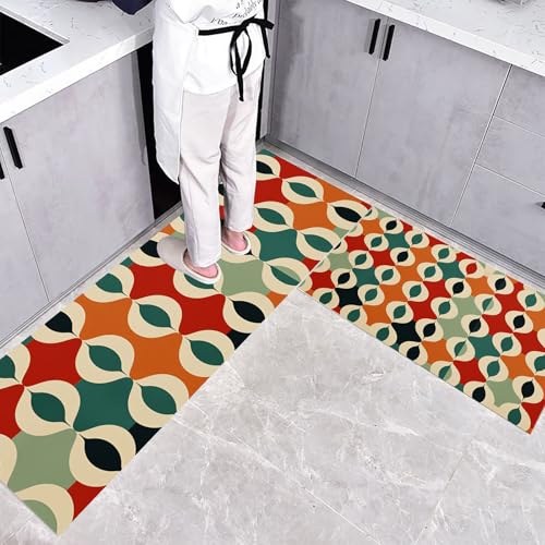 Tapis cuisine devant évier lavable lot de 2 rétro 50x80cm