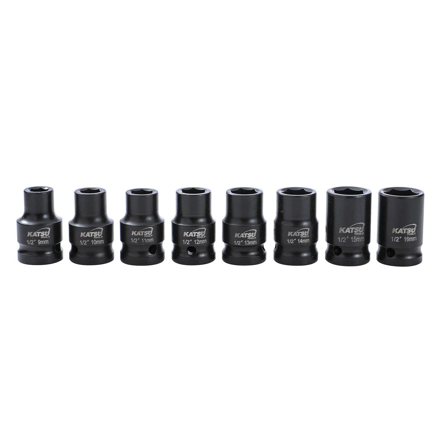 KATSU Tools Zestaw 43 szt. wytrzymałych nasadek udarowych 1/5.1 cm Napęd 6-punktowy 9-30 mm metryczny standardowy/głęboki zestaw nasadek udarowych, stal stopowa chromowo-wanadowa, narzędzie