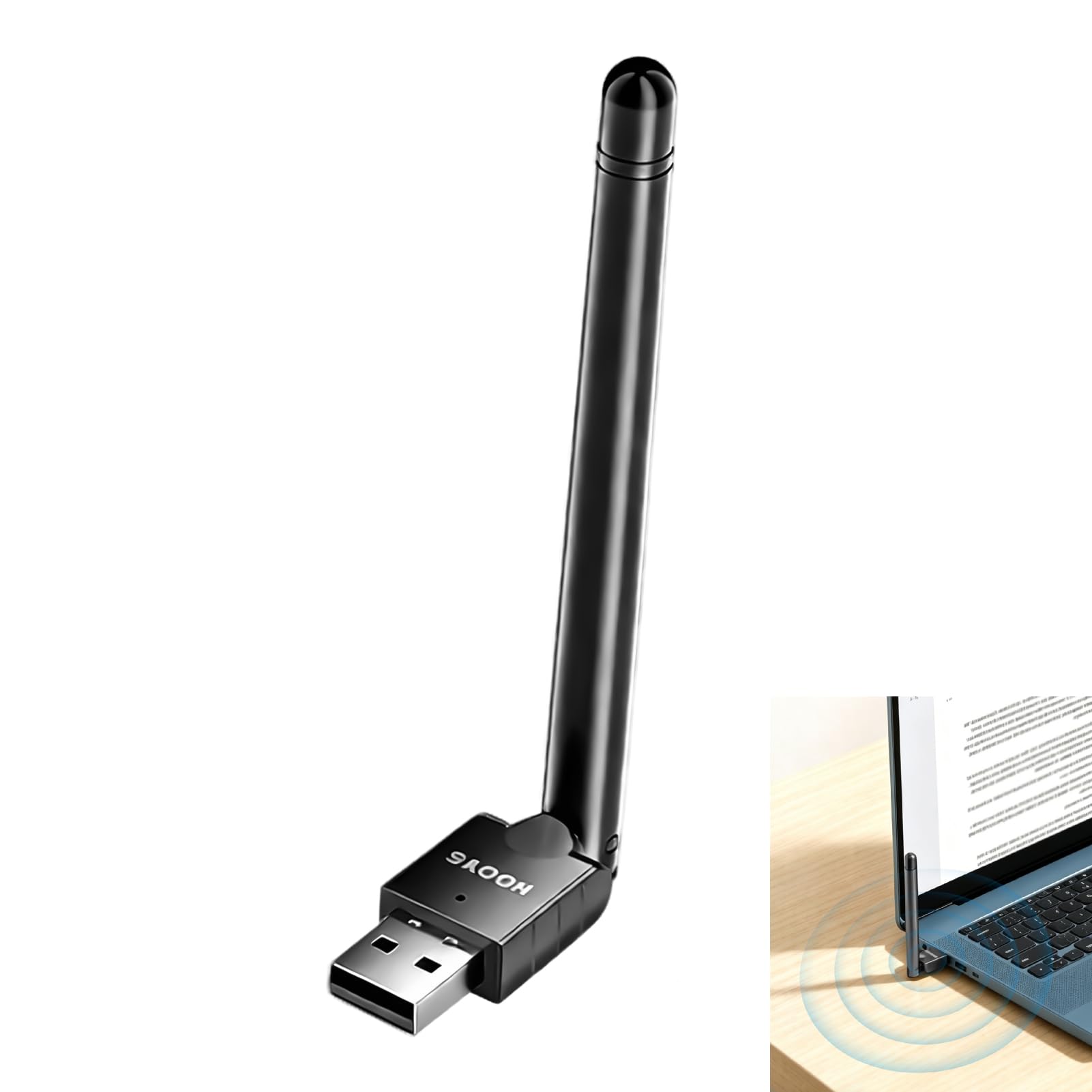 Adaptador Bluetooth 5.3 USB, Bluetooth Largo Alcance Antena Externa para PC con Externa de Alta Ganancia EDR y BLE Largo Alcance para Windows 11 10 8.1 7, Compatible con Auriculares Teclado Altavoz