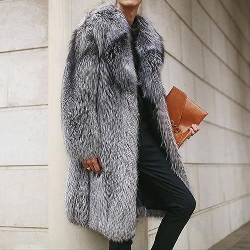 Men's Faux Mink Fur Length Coat Trendy Fuzzy Fox Fleece Jacket Winter Warm Fur Long Sleeve Coats2