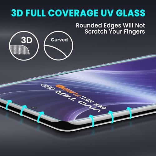 Image of FIRST MART Military Grade UV Tempered Glass For Vivo T4R and IQOO Z10R 5G (6.77 Inch) With Edge To Edge Full Screen Coverage & Easy UV Installation Kit | Crystal Clear, Pack of 2