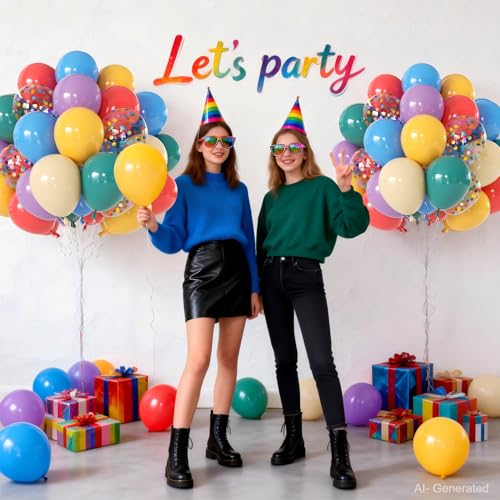 Image of Boho Rainbow Balloons, Colorful Balloons, Latex, Party Decor