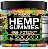 Vitamax Natural Hemp Gummies - Sugar Bears - Helps Support Rest & Relaxation - Assorted Natural Sweet Fruit Flavors - Made in USA - Calming Gummies - 100ct