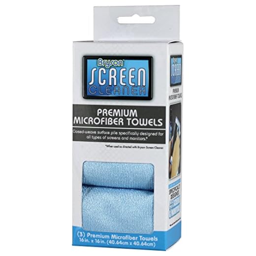 Screen Cleaning Microfiber Towels (3) - Bryson - Monitor, Laptop, Desktop, TV, Accessories Wipes 16 in x 16 in.