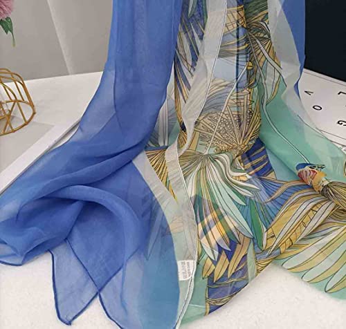 Image of Pokeedioty Scarfs for Women Lightweight Scarves Elegant Floral Pattern Sheer Scarfs Shawls Wraps