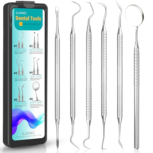 CATACC PRO Dental Tools, Dental Pick for Teeth Cleaning, Stainless Steel Hygiene Kit with Tooth Scraper Plaque Tartar Remover - with Case