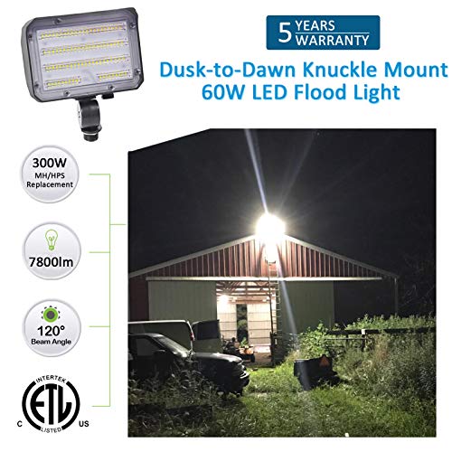 Szgmjia 30W Led Flood Light With Knuckle, Dusk-To-Dawn Photocell 5000K 3,900Lm(150W Equivalent) Waterproof With Base For Wall Mount Outdoor Security Fixture For Entrance Garden Yards #TOP1
