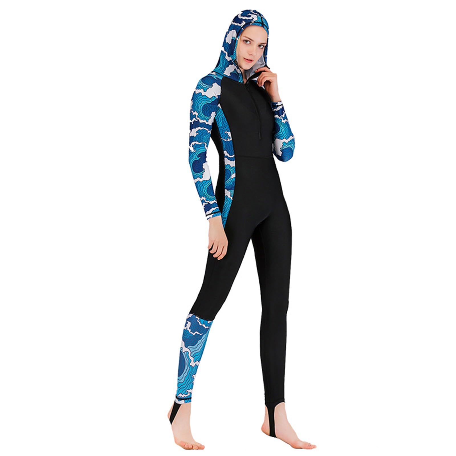 Generico Costume Intero Donna Curvy Costume da Bagno Donna Tuta Coprente a Maniche Lunghe per attività e Comfort Massimo Costumi Interi per Il Nuoto Indoor e l'uso in Spiaggia