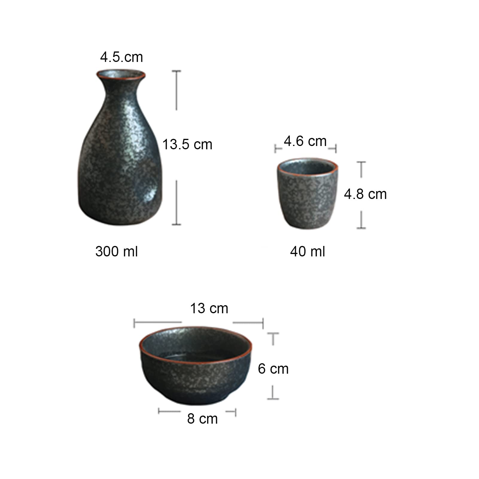 Set da 8 pezzi per sake, tazze da sake retrò in ceramica giapponese, con pentola riscaldante e tavolo riscaldante in legno di bambù, design elegante, miglior regalo per tazze di famiglia e amici