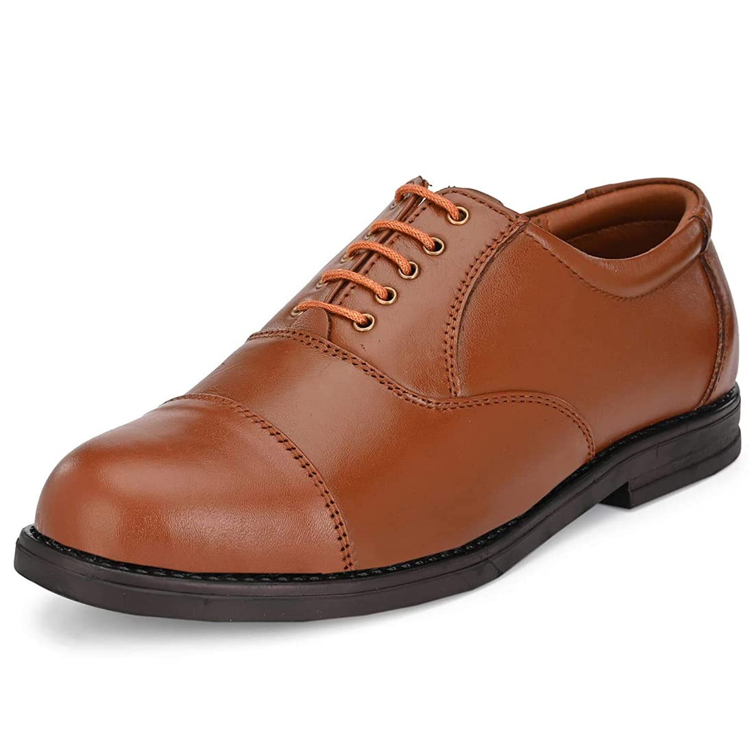 Men's Synthetic Leather Formal Shoes for Men's and Boys/Police Shoes/Office Shoes/Dress Shoes(Size-5) Tan-image-7