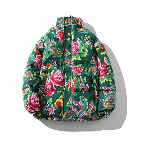 Chaqueta floral del noreste unisex estilo chino de algodón grueso para invierno