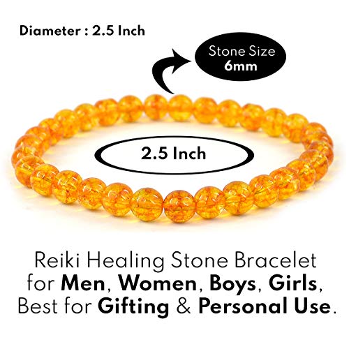 Image of Reiki Crystal Products Certified Natural Crystal Stone Bracelet 6 mm Round Beads for Men and Women | Premium Gemstone Jewellery Collection | Reiki Charged | Multiple Stone Variants Available