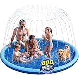 KEGENMEI Splash Pad for Kids and Dog, 80' Wide 5mm Thicken Sprinkler Dog Pool, Non-Slip Toddler Outdoor Water Toys for Summer, Backyard Garden Lawn Fountain Play Mat for Parent Kids Baby Pets