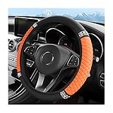 Bling Soft Leather Steering Wheel Cover, 15 Inch Colorful Rhinestones Auto Elastic Steering Wheel...
