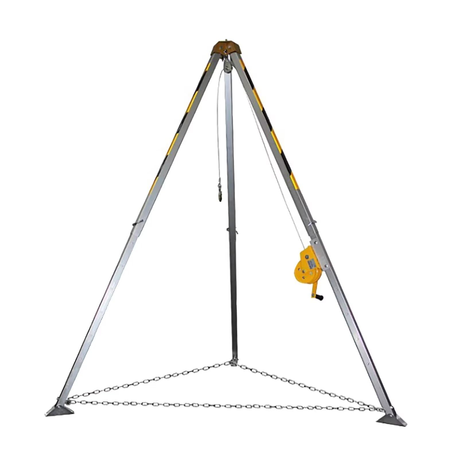 Trípode telescópico de rescate – Trípode de rescate de bomberos de aluminio con mosquetón de polea, elevación resistente y equipo de seguridad para situaciones de emergencia