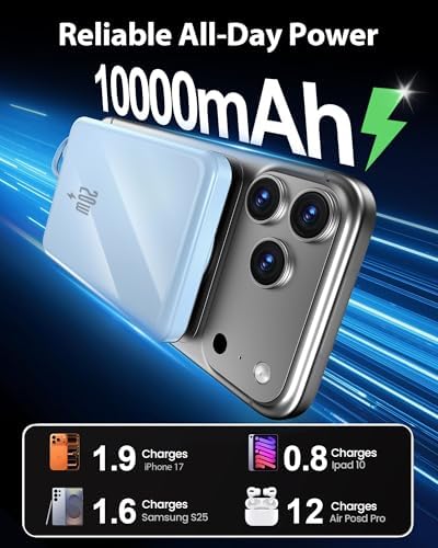 10000mAh Portable Charger, 20W Fast Charging, Built-in Cables with Handle — view 2