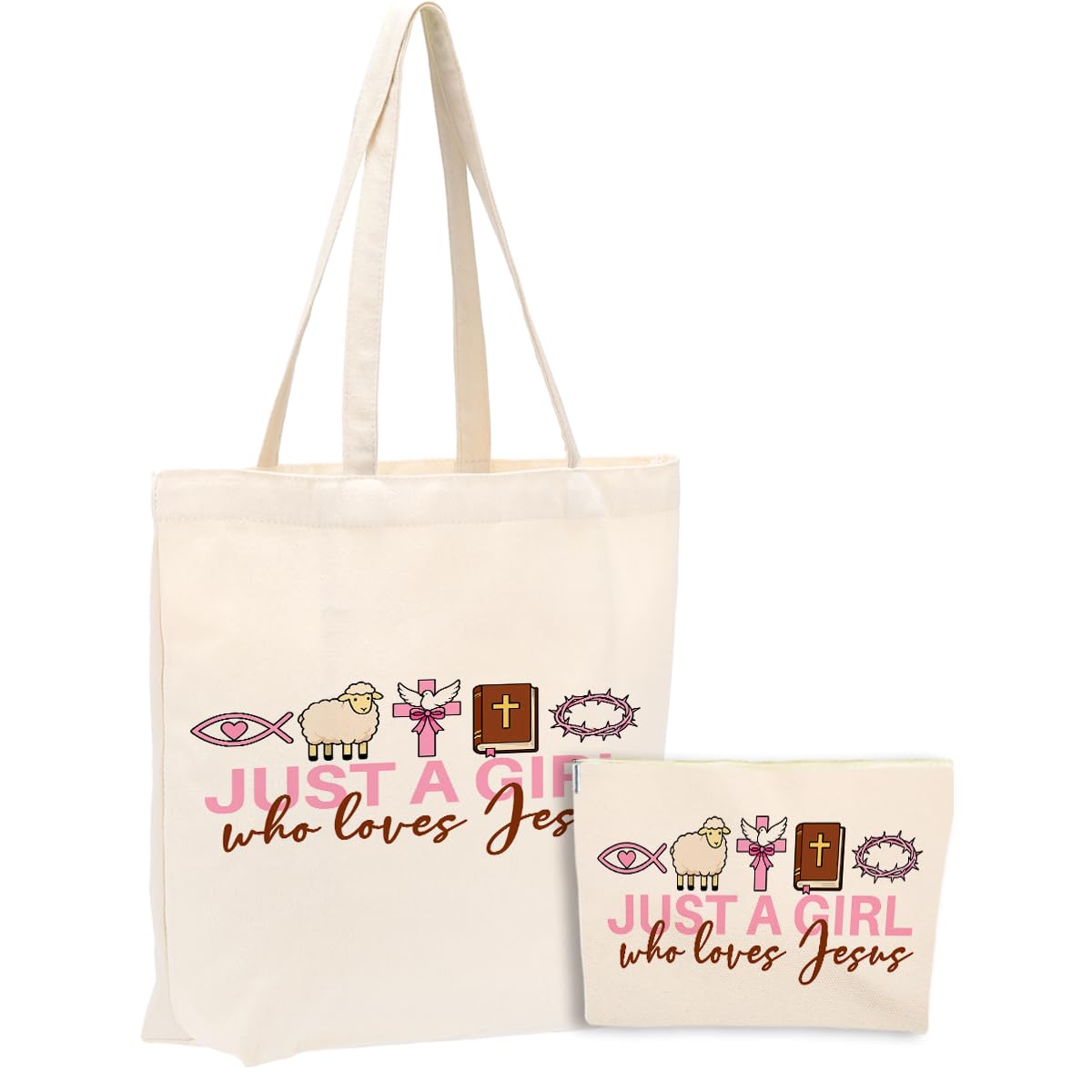 jeilink Jesus Bible Bow Religious Christian Gifts for Women Tote Bag Cosmetic Bag for Birthday Work Friendship Christmas
