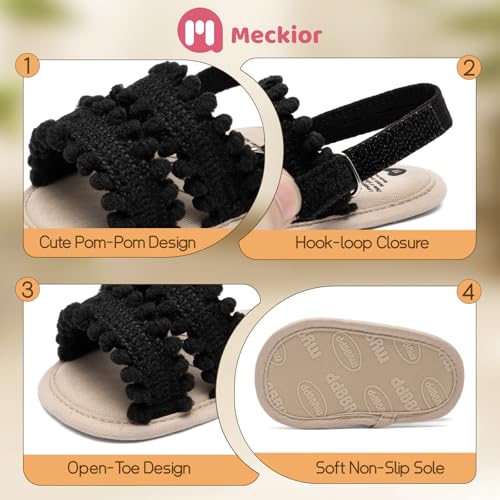 Image of Meckior Infant Baby Girls Boys Summer Sandals Open Toe Lace Princess Dress Wedding Flats Shoes Newborn Toddler Soft Non-slip Sole First Walker Crib Shoes