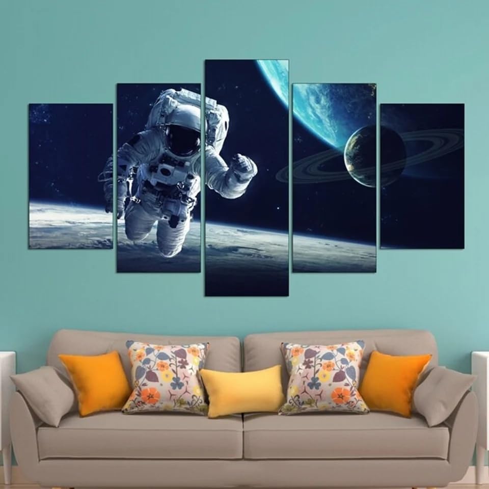 Grand tableau decoration murale salon astronaute pour s'évader de chez soi