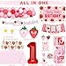 Kriyokiaa Berry First Birthday Decor Strawberry 1st Birthday Decorations for Girls with Balloon Arch, Highchair Banner Strawberry Theme Backdrop, Photo Banner, Cake Topper