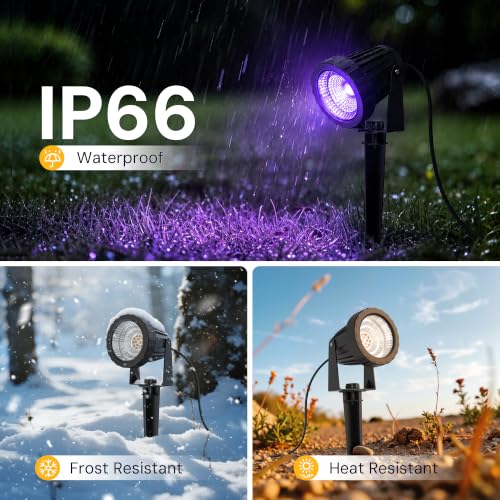 Image of L LOHAS LED UV Black Light Spotlight, Halloween Dusk to Dawn, 12W 2 Pack