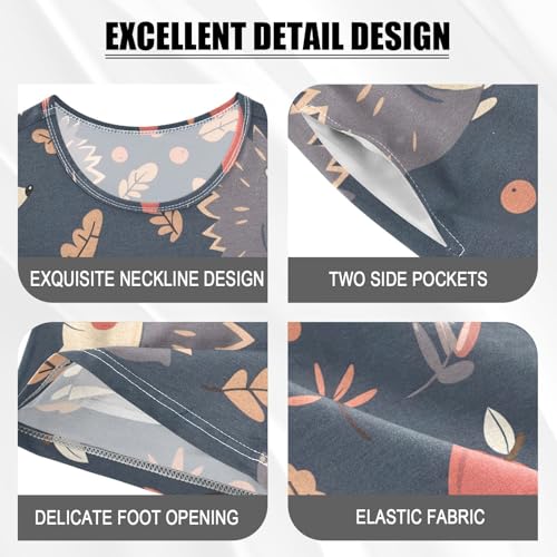 ALAZA Hedgehog Vintage Pajamas Short Sleeve 2 Piece Sleepwear Top and Bottom Pajama Set Unisex4