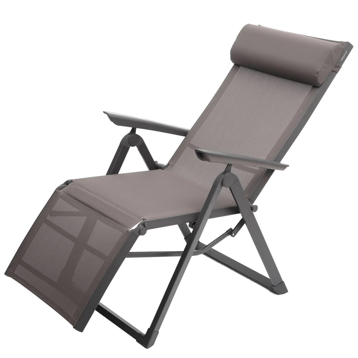 HESPERIDE - Silla reclinable de jardín Decima - Avellana/Pralín - Aluminio - Mobiliario de Exterior para terraza, balcón y Patio.