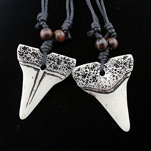 Scddboy Shark Tooth Resin Necklace For Mens Beach Surfer Adjustable Cord Necklace #TOP2