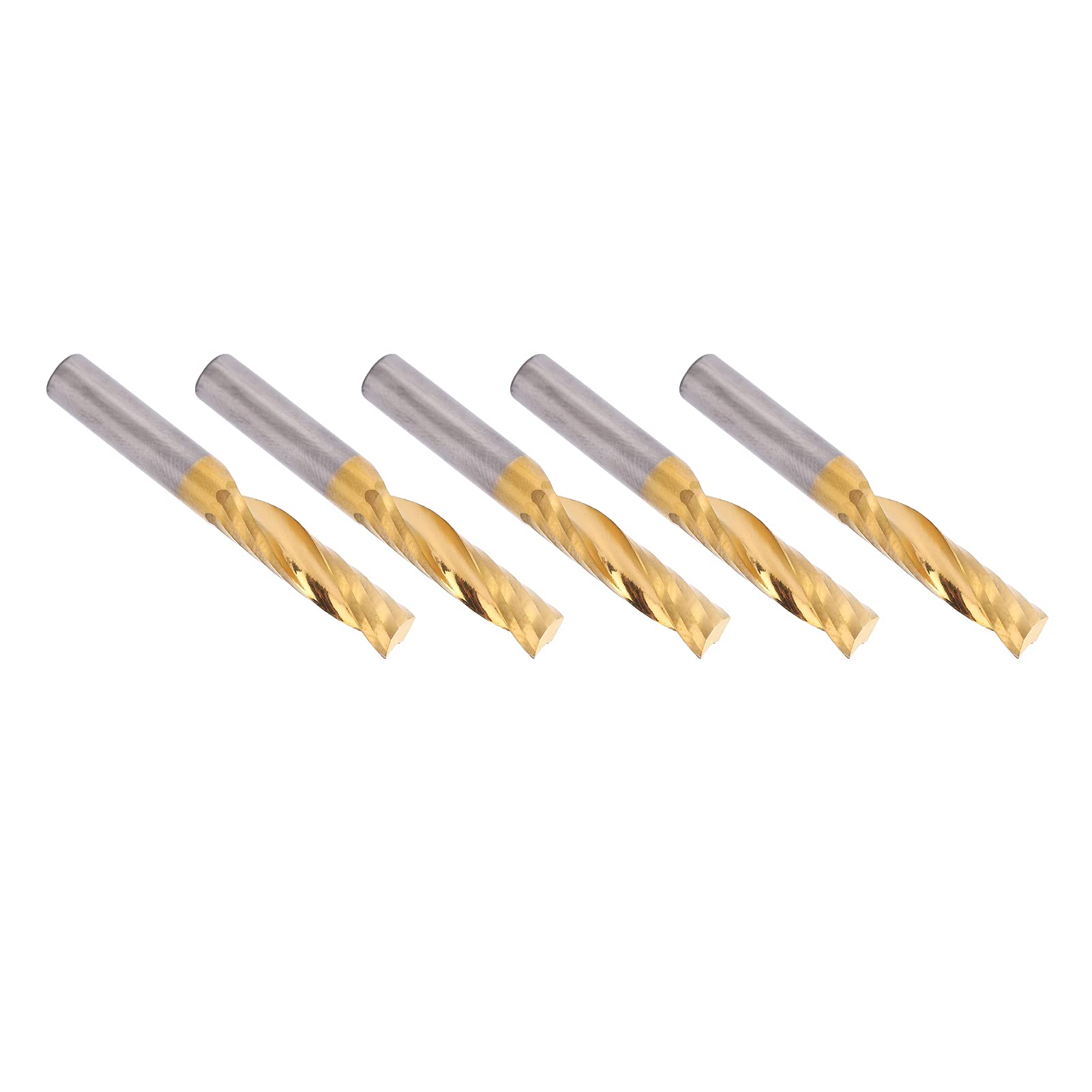 Frese CNC a spirale in acciaio ad alta velocità Set da 5 pezzi Fresa per alluminio Ottone Rame Metalli non ferrosi Utensili da officina professionali Diametro 6 mm Lunghezz