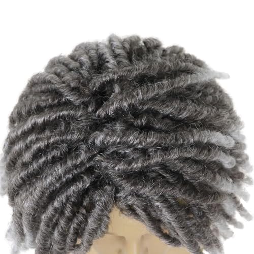 GNIMEGIL Peruka Fake Dreads z grzywką ombré-szara Rocker Rasta