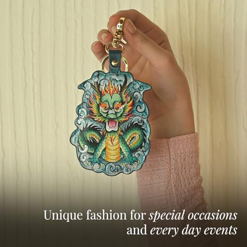 Image of Anuschka Women's Leather Key Charm - Hand-Painted Genuine Leather Charm with Keyring for Easy Attachment - K00