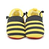 Delebao Baby Infant Toddler Cartoon Rubber Sole Crib Shoes Slippers Prewalker 0-24 Months (12-18 Months, Bee)