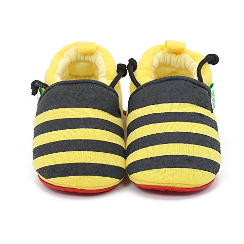 Delebao Baby Infant Toddler Cartoon Rubber Sole Crib Shoes Slippers Prewalker 3-24 Months (12-18 Months, Bee)