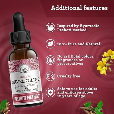 GuruNanda Navel Oiling Ayurvedic Belly Button Oil with Castor, Neem & Vitamin E | Supports Digestion, Detox, Hydration & Stress Relief | 100% Natural & Pure | 2 fl oz