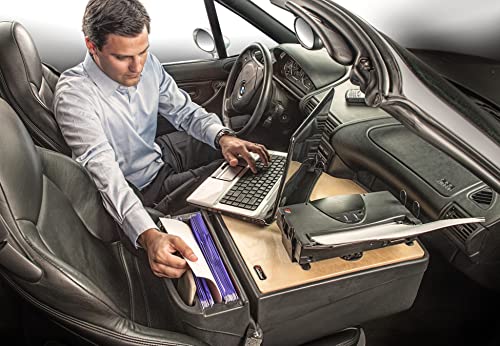 Image of AutoExec Roadmaster Car Desk for Your Vehicle Workstation and Mobile Office, Natural with 400 watt Power Inverter and Printer Stand