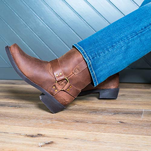 Dingo Boots Mens Rev Up Square Toe Motorcycle Casual Boots Ankle - Brown - Size 9 EW_M2