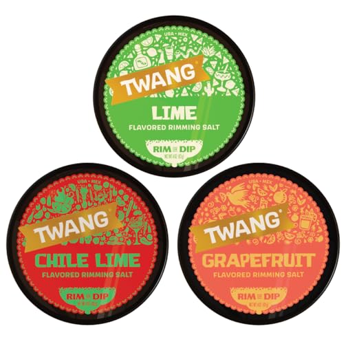 Twang Cocktail Rimming Flavored Salt Lime Chile Lime and Grapefruit Variety Pack Garnish for Mixed Drinks & Refreshments 4 oz (Pack of 3)