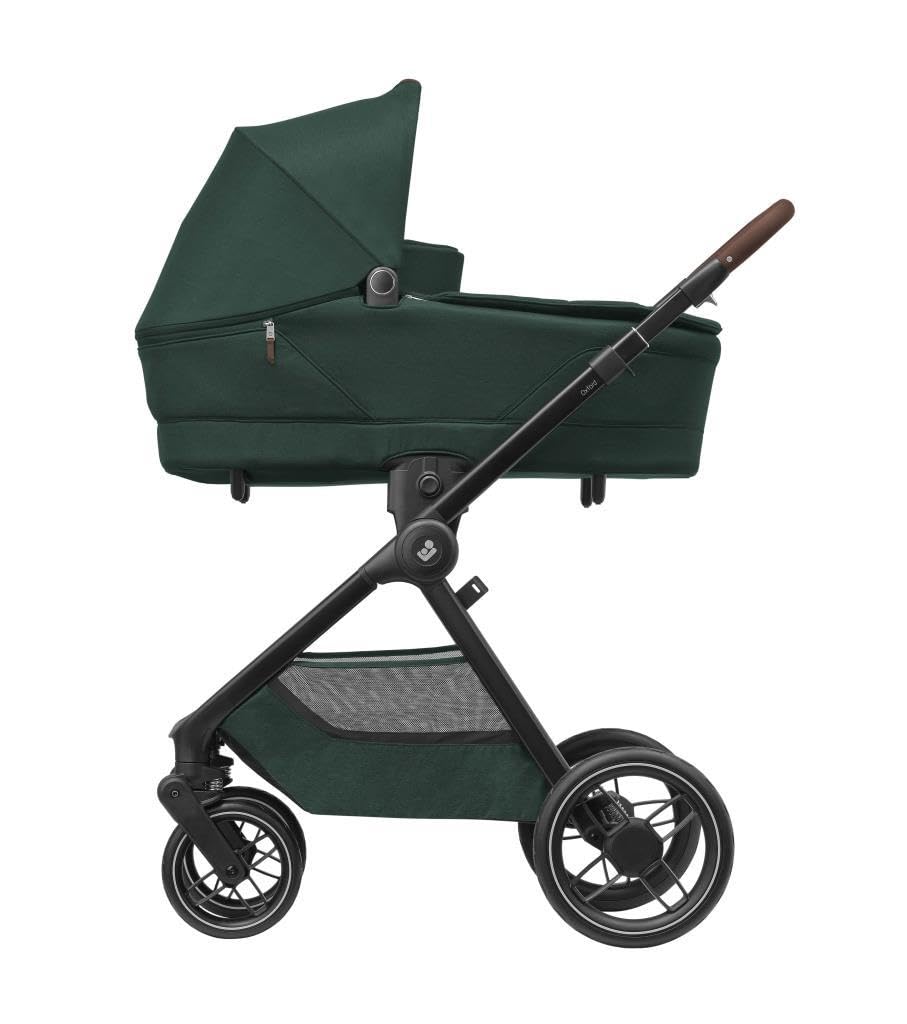 Maxi-Cosi Sense Capazo, Amplio y cómodo, colchón de Memory Foam Transpirable, Paneles ClimaFlow, inclinación SoothingSlope, Apto para Dormir de Noche, asa de Piel Vegana, Twillic Green