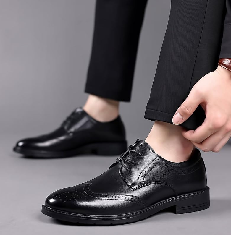 Men's Classic Oxford Shoes Lace-Up Formal Tuxedo Derby Fashion Leather Low Heel Business Casual Dress Shoes3